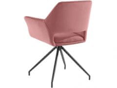 Danish Style Jedálenská stolička Vienna (SADA 2 ks), zamat, čierna / ružová