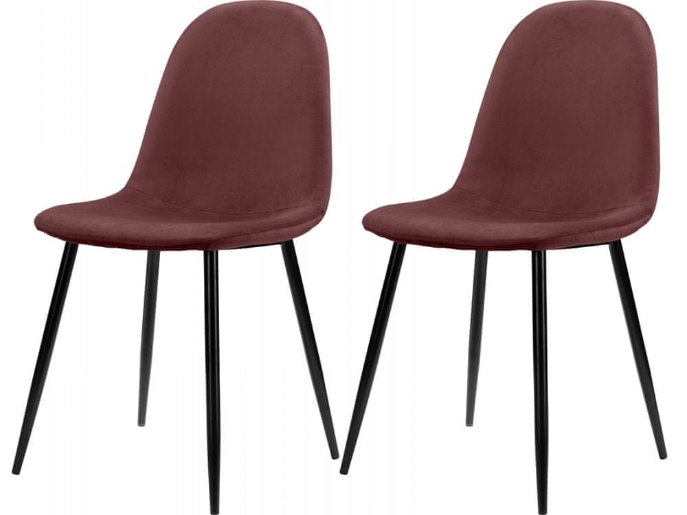 Danish Style Jedálenská stolička Matcha (SADA 2 ks), zamat, čierna / ružová