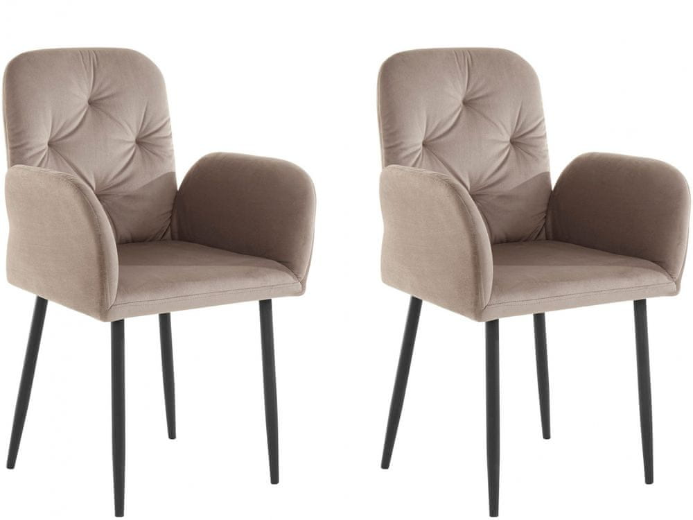 Danish Style Jedálenská stolička Milton (SADA 2 ks), zamat, svetlo hnedá
