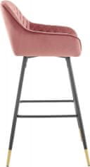 Danish Style Barová stolička Bradley, zamat, ružová