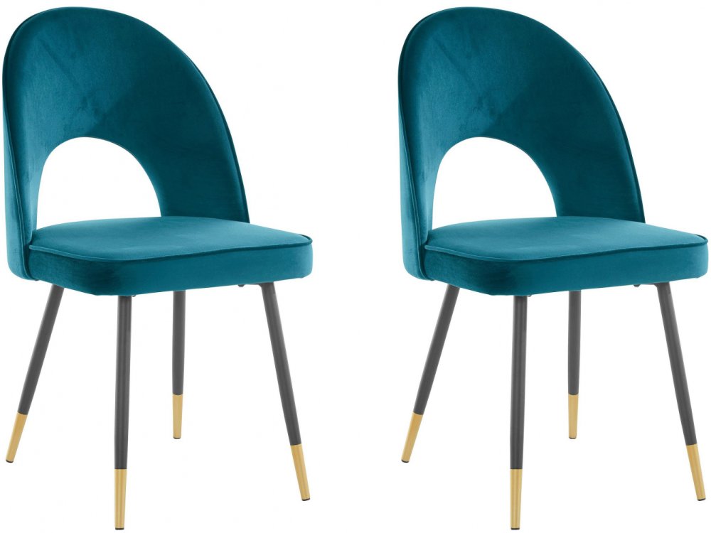 Danish Style Jedálenská stolička Roy (SADA 2 ks), zamat, petrolejová