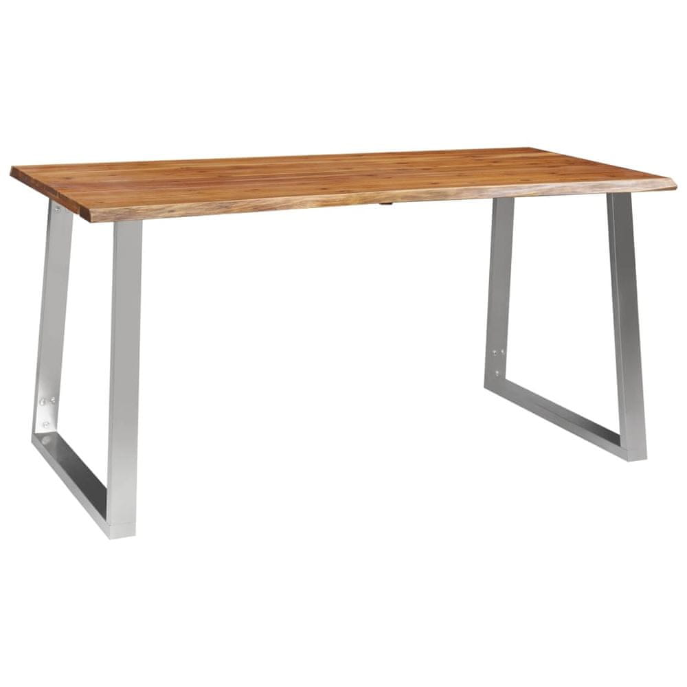 Petromila vidaXL Jedálenský stôl 160x80x75 cm masívne akáciové drevo a nehrdzavejúca oceľ