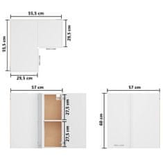 Vidaxl Rohová závesná skrinka, biela 57x57x60 cm, drevotrieska