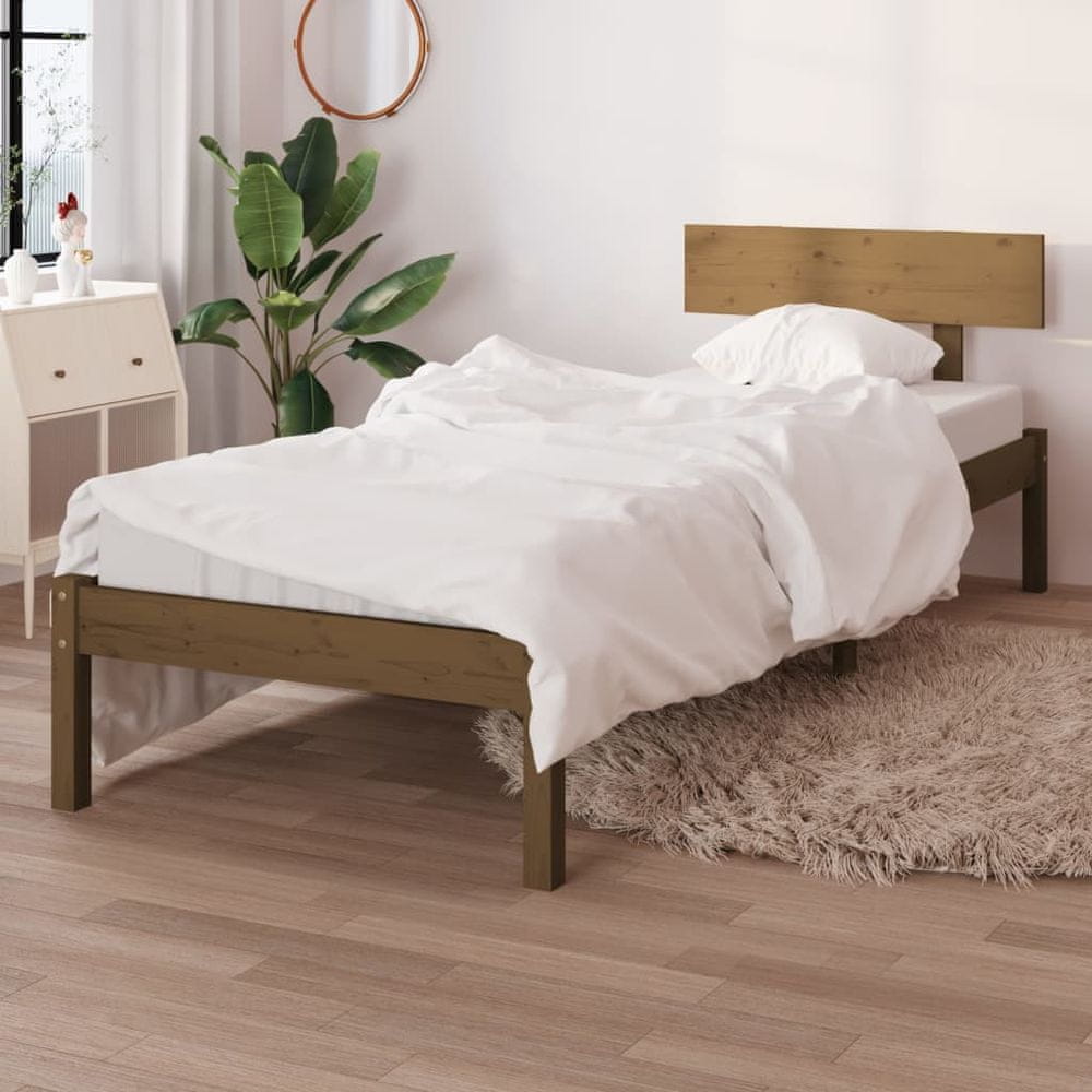 Vidaxl Rám postele, medovo hnedý, masívne borovicové drevo, 90 x 200 cm
