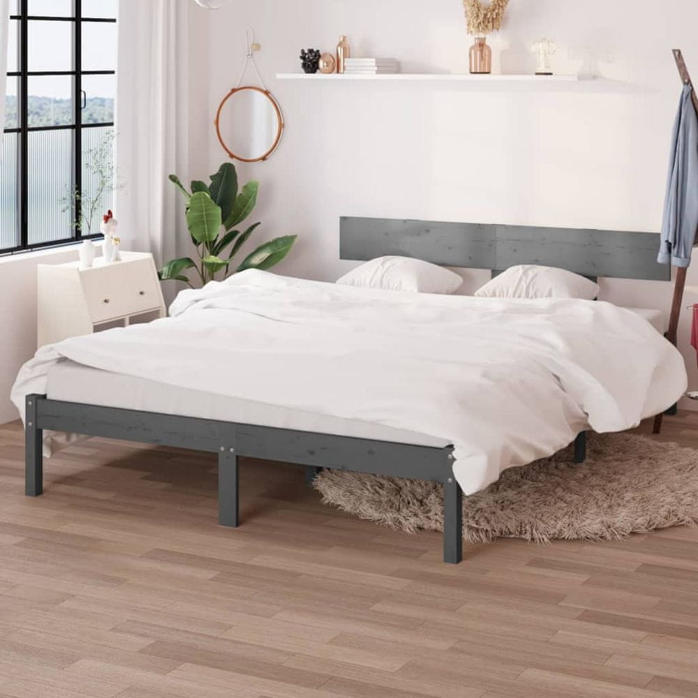 Vidaxl Rám postele, sivý, masívne borovicové drevo, 120 x 200 cm