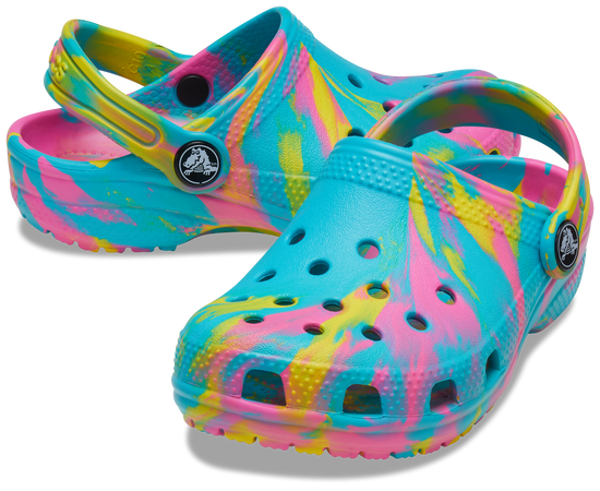 Crocs dievčenské šľapky Classic Marbled Clog Digital Aqua Multi 207464-4SM