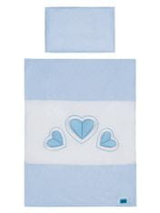 BELISIMA 6-dielne posteľné obliečky Tri srdcia 100/135 bielo-modré