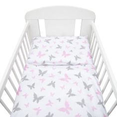 NEW BABY 3-dielne posteľné obliečky 100/135 cm biele motýle