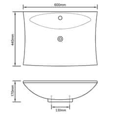 Vidaxl Luxusné keramické umývadlo v tvare obdĺžnika s prepadom a otvorom na batériu