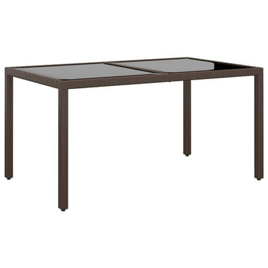 Vidaxl Záhradný stôl 150x90x75 cm tvrdené sklo a polyratan