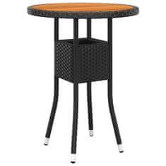 Vidaxl Záhradný stôl Ø60x75 cm akáciové drevo a polyratan čierny