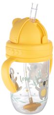 Canpol babies Nevylievateľný hrnček so slamkou a závažím EXOTIC ANIMALS 270 ml, žltá