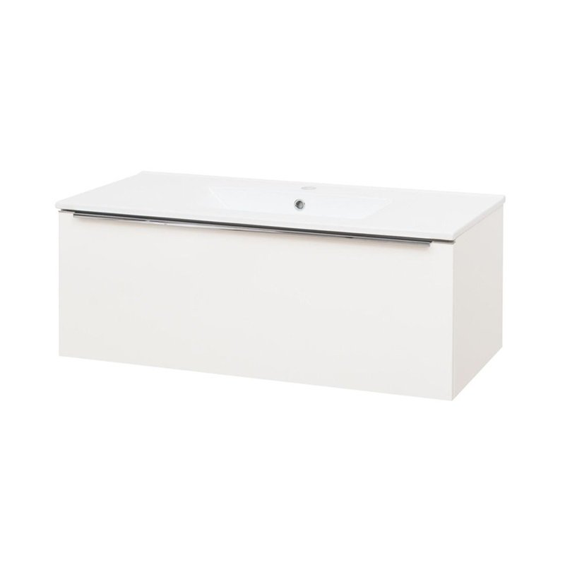Mereo Mailo kúpeľňová skrinka s keramickým umývadlom, spodná, biela, 1 zásuvka CN517 - Mereo
