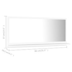 Vidaxl Kúpeľňové zrkadlo, biele 80x10,5x37 cm, kompozitné drevo