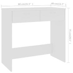 Vidaxl Písací stôl, biely 80x40x75 cm, drevotrieska