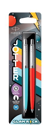 Parker Guľôčkové pero "Jotter Glam Rock", modrá, červená a modrá farba tela, sada - 2ks