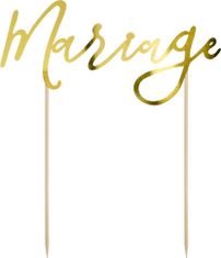 PartyDeco zapichovacia dekorácia na tortu Mariage zlatá KPT26-019M dortis