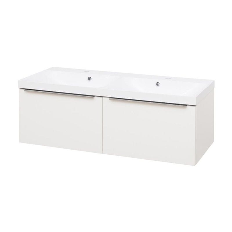 Mereo Mailo kúpeľňová skrinka, umývadlo z liateho mramoru, spodná, biela, 4 zásuvky CN513M - Mereo