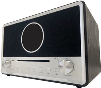 moderný rádioprijímač Maxxo CD03 dab fm tuner automatické vyhľadávanie staníc podsvietený displej stereo reproduktory wifi internetové rádio usb nabíjanie usb prehrávanie cd prehrávač