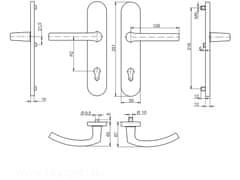 blaugelb Dverové kovanie kľučka-kľučka DGT50, PZ92, F9 oceľ