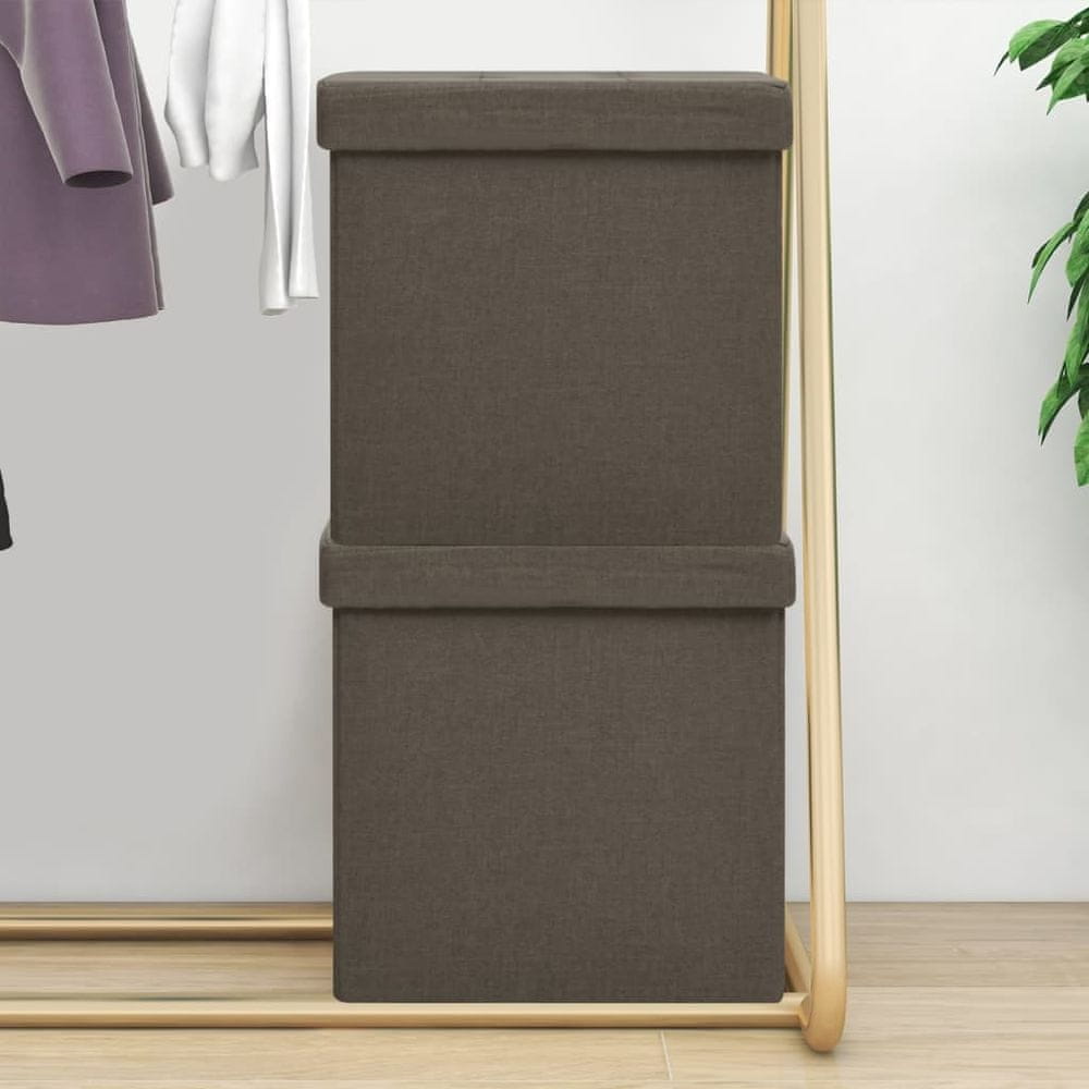 Vidaxl Skladacie stoličky s úložným priestorom, 2 ks, hnedá farba, umelé plátno