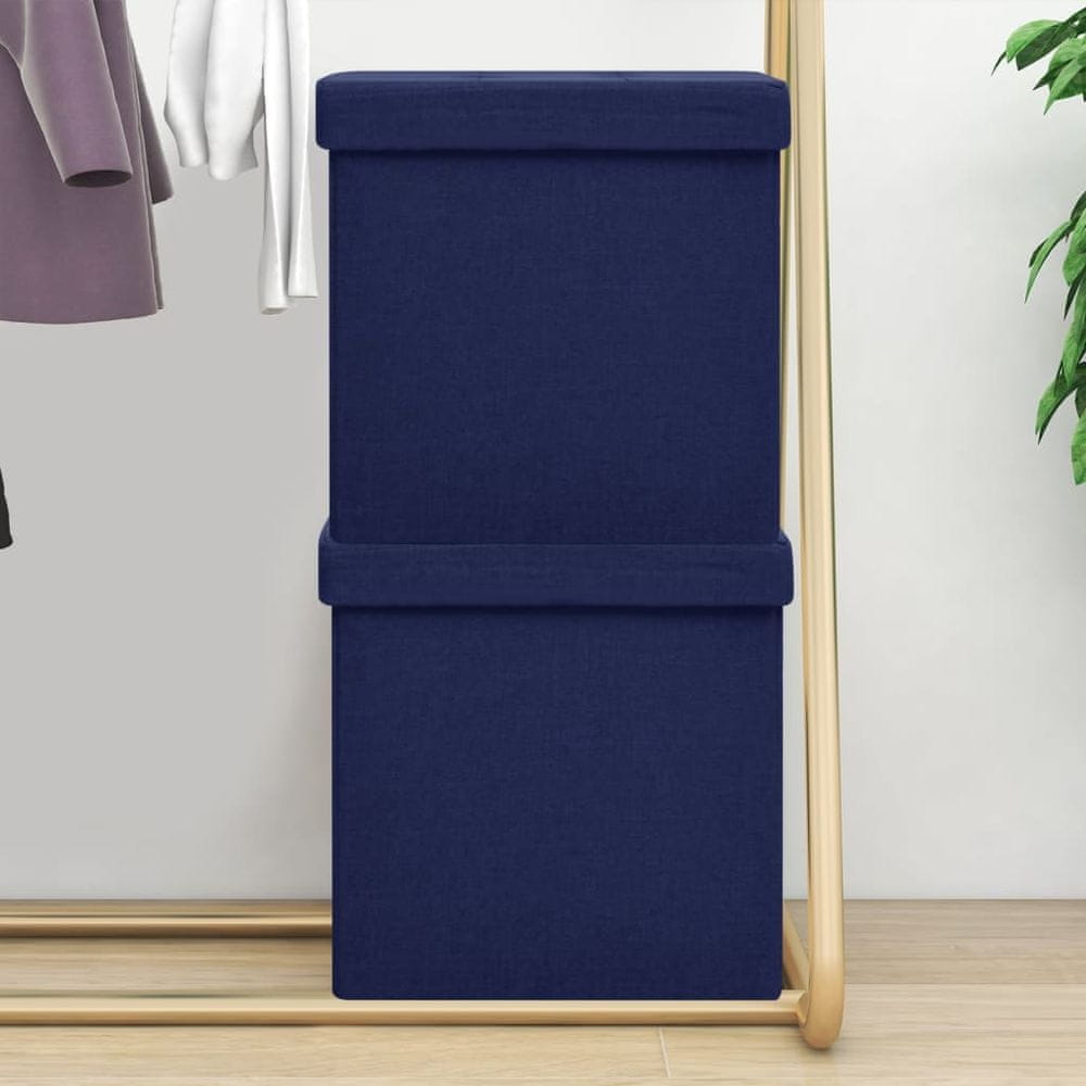 Vidaxl Skladacie stoličky s úložným priestorom, 2 ks, modrá farba, umelé plátno