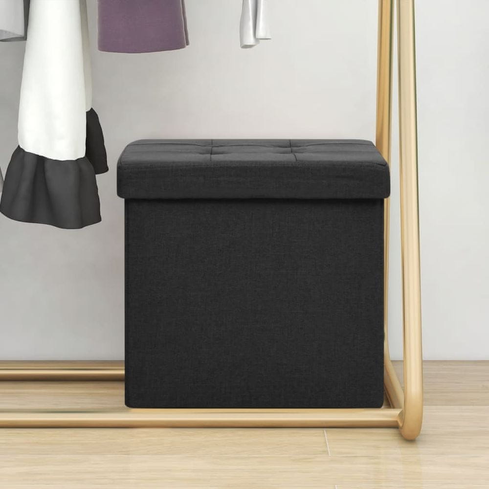 Vidaxl Skladacia stolička s úložným priestorom, čierna, syntetické plátno
