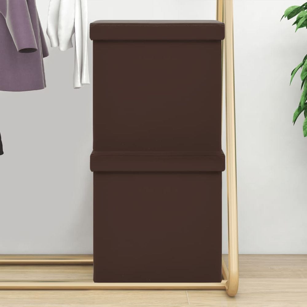 Vidaxl Skladacie stoličky s úložným priestorom, 2 kusy, hnedá farba, PVC