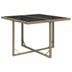 Vidaxl Záhradný stôl, béžový, 109x107x74 cm, polyirattan a sklo
