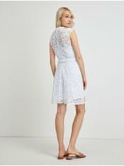 Guess Biele dámske krajkované krátke šaty so zaväzovaním Guess Mykonos S
