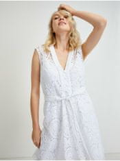 Guess Biele dámske krajkované krátke šaty so zaväzovaním Guess Mykonos S