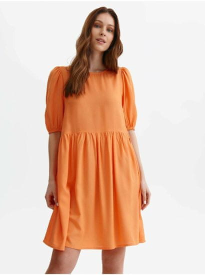 Top Secret Oranžové dámske krátke šaty s balonovými rukávmi TOP SECRET
