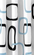 AQUALINE Sprchový záves 180x200cm, polyester, biela/čierna/modrá - Aqualine