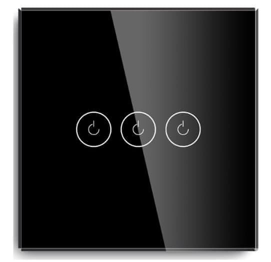 iQtech vypínač Millennium NoN WiFi, 3×, Smartlife, čierny