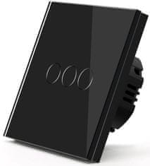 iQ-Tech vypínač Millennium NoN WiFi, 3×, Smartlife, čierny