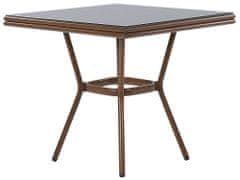 Beliani Záhradný stôl 80 x 80 cm tmavé drevo/čierna CASPRI