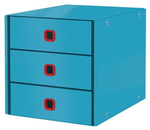 LEITZ Zásuvkový box "Cosy Click&Store", pokojná modrá, laminovaný kartón, 3 zásuvky, 53680061