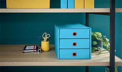 LEITZ Zásuvkový box "Cosy Click&Store", pokojná modrá, laminovaný kartón, 3 zásuvky, 53680061