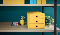 LEITZ Zásuvkový box, laminovaný kartón, 3 zásuvky, LEITZ "Cosy Click&Store", teplá žltá 53680019