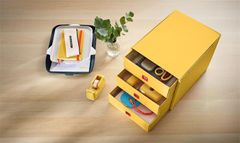 LEITZ Zásuvkový box, laminovaný kartón, 3 zásuvky, LEITZ "Cosy Click&Store", teplá žltá 53680019