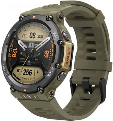 Inteligentné hodinky Amazfit T-Rex 2, odolné, vojenský štandard, vodotesné, multi šport, športové, GPS, Glonass, Beidou Galileo AMOLED displej HD displej veľký dotykový displej dvojpásmové polohovanie barometrický výškomer inteligentné hodinky do extrémnych podmienok dlhá výdrž batérie výkonná GPS pokročilá GPS ovládacie tlačidlá vysoká odolnosť odolné hodinky 10 ATM, hĺbka až 100 m, dlhá výdrž batérie meranie saturácie kyslíka v krvi aplikácie Zepp OS Android iOS satelitné polohovanie import trasy navigácia navigovanie monitoring zdravia športové režimy automatické rozpoznanie aktivity prevádzka pri extrémnych teplotách expedičné hodinky MIL-STD-810 vojenská odolnosť