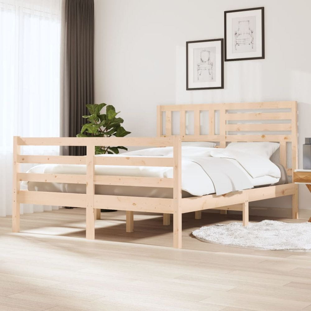 Vidaxl Rám postele, masívne drevo, 150x200 cm, 5FT, veľkosť King Size