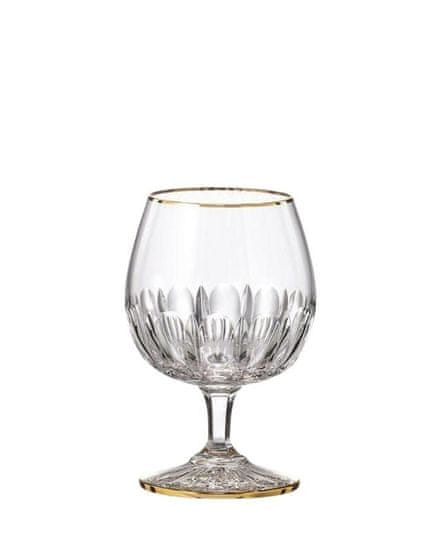 Bohemia Crystal ručne brúsené poháre na brandy Daisy Line Gold 150ml (set po 2ks)