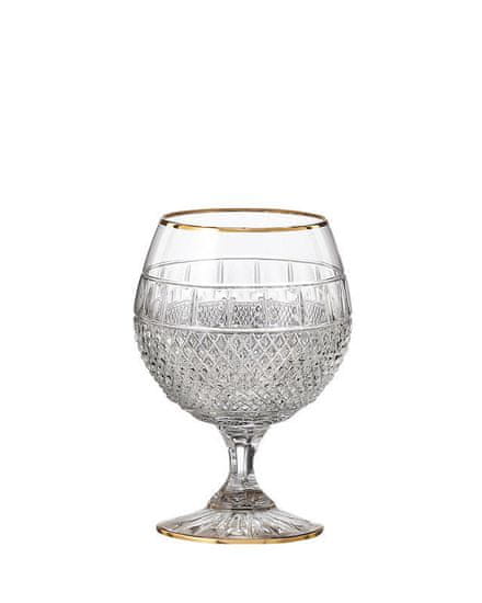 Bohemia Crystal Ručne brúsené poháre na brandy Felicie Line Gold 220ml (set po 2ks)