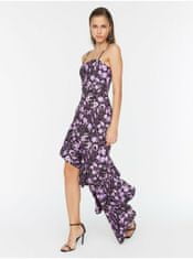 Trendyol Fialové kvetované šaty s volánom Trendyol XL