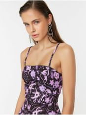 Trendyol Fialové kvetované šaty s volánom Trendyol XL