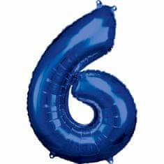 Amscan Fóliový balón Číslo 6 modrý 83cm
