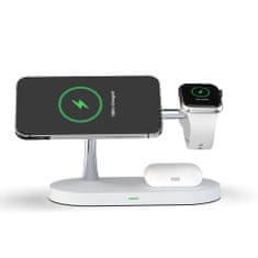 Tech-protect A12 3in1 MagSafe bezdrôtová nabíjačka na mobil / AirPods / Apple Watch, biela