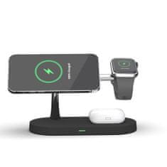 Tech-protect A12 3in1 MagSafe bezdrôtová nabíjačka na mobil / AirPods / Apple Watch, čierna