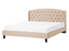 Beliani Čalúnená posteľ 140 x 200 cm béžová BORDEAUX